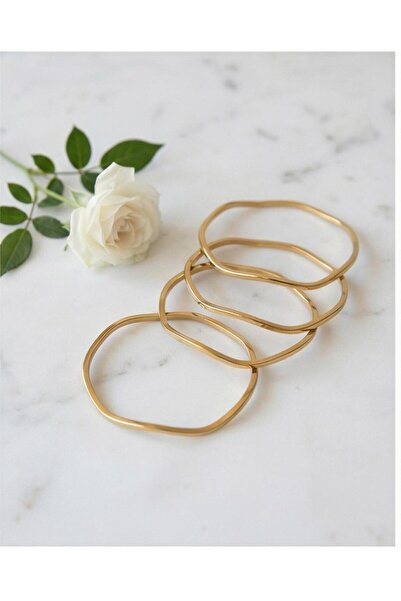 B&T Bujiteri 3'LÜ KIVRIMLI MODERN GOLD BİLEZİK