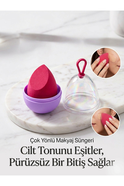 SEVRU Makyaj Süngeri 1 Adet- Yumurta Saklama Kutusu Renkli