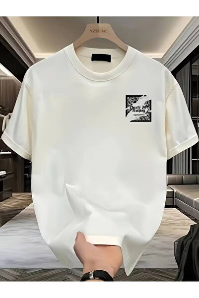 CLASSY.MODA Υπερμεγέθη λευκό μπλουζάκι unisex με στάμπα, άνετη εφαρμογή, καθη...