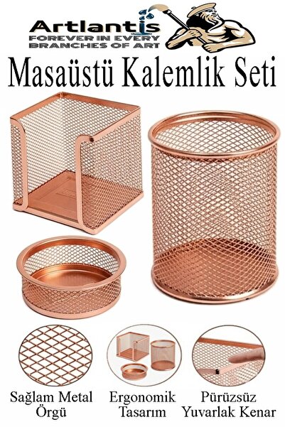Artlantis Masaüstü Fileli Kalemlik Seti 3 Parça 1 Paket 3 lü Masa Üstü Düzenl...