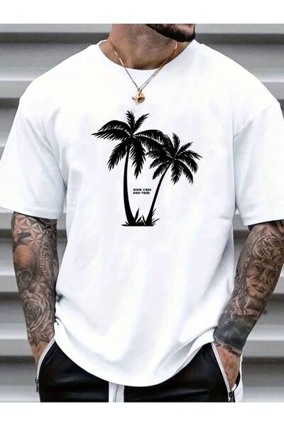 CLASSY.MODA Υπερμεγέθη λευκό μπλουζάκι unisex με στάμπα, άνετη εφαρμογή, καθη...