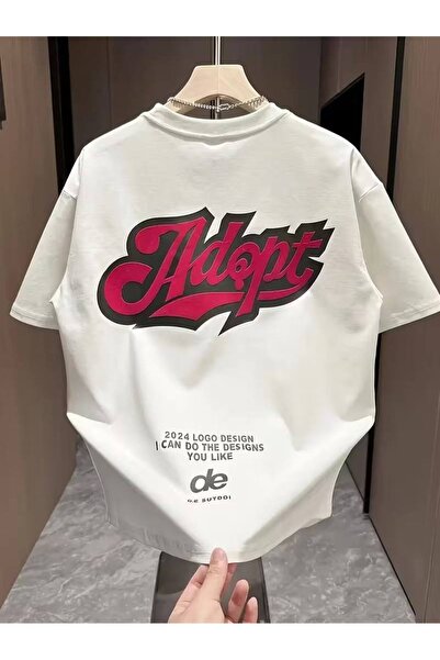 CLASSY.MODA Υπερμεγέθη λευκό μπλουζάκι unisex με στάμπα, άνετη εφαρμογή, καθη...