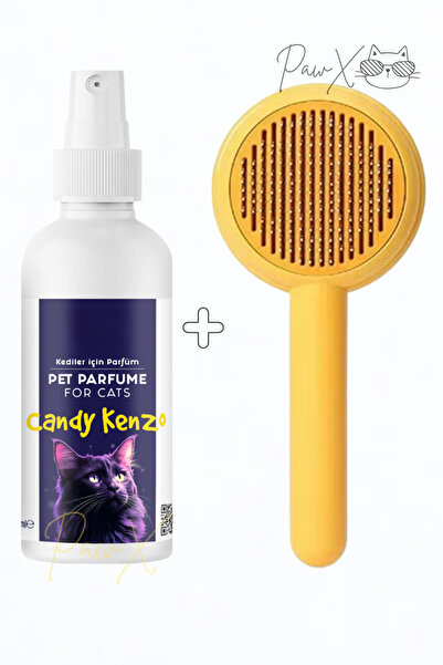 PawX Kedi Tüy Toplama Fırçası ve Parfüm Seti Pet Parfüm Kedi Tarağı Koku Gide...