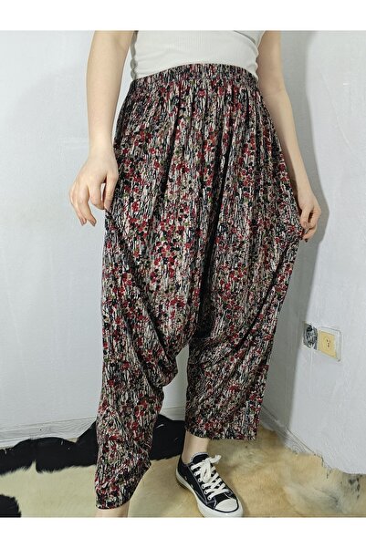 hoaryage Χτενισμένο βαμβακερό ύφασμα με λουλουδάτο μοτίβο φαρδύ παντελόνι με ...