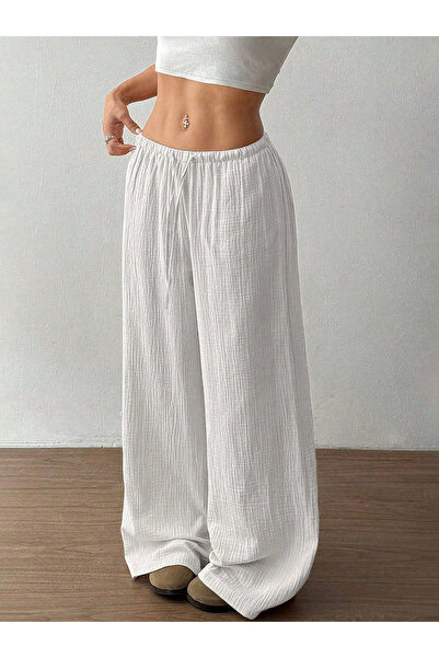 S&A DESIGN Women's Seersucker Fabric Loose Flared Pants