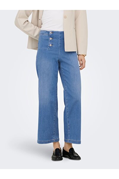ONLY Jeans mit weitem Bein ONLNEW Hohe Taille Weite Passform - kurz geschnitt...