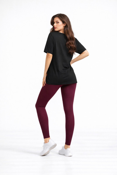 Enva Store Women's Combination - Shaping / Sculpting Tights & Oversized Modal T-Shirt-T-Shirt Combination