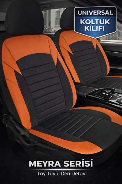 TROBUS Universal Meyra Series Thai Feather Leather Car Seat Cover Set – Tan