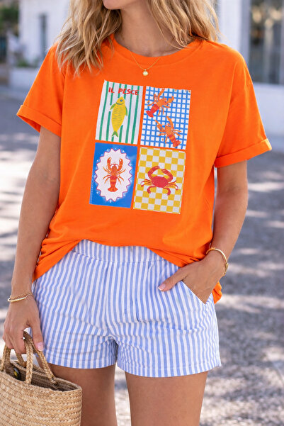 ArtYus Sea Theme Graphic Printed Unisex Oversized T-Shirt - Fish and Seafood ...