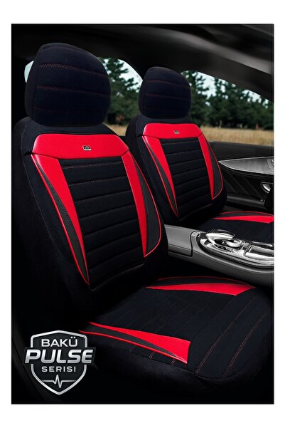 TROBUS Baku Pulse Series Rasel Black Red Seat Cover Compatible with Skoda Kam...