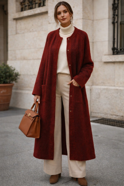 MİREYA BOUTİQUE Soft Knitted Cardigan with Snap Fasteners