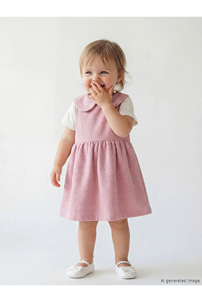 LC Waikiki Lcw Baby Pink Peter Pan collar Baby Girl Dress and T-Shirt