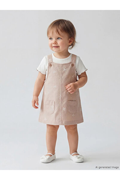 LC Waikiki Lcw Baby Brown Crew Neck Baby Girl Dress and Blouse