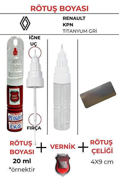 Önder Ticaret Renault KPN Titanyum Gri Rötuş Boyası + Vernik + Rötuş Çeliği M...