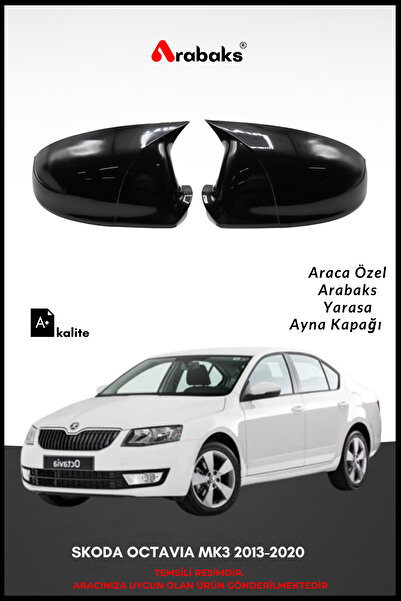 Arabaks SKODA OCTAVIA MK3 2013-2020 Yarasa Ayna Kapağı 2'li Takım (BATMAN TİP...