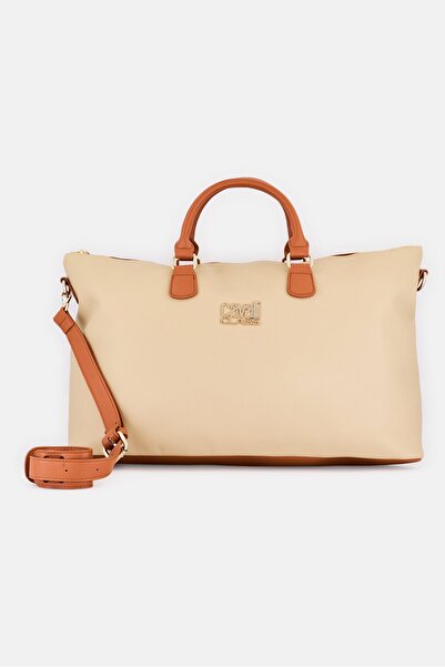Cavalli Class Women Brand Logo Weekender Shopper Bag, Toffee