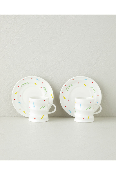 English Home طقم فناجين قهوة من الخزف الصيني الجديد من كونفيلا، 4 قطع، لشخصين...