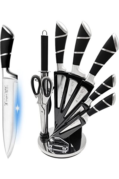 Arabest Kitchen Knife Set,9-Pieces Black Sharp Non-Stick Coated Chef Knives B...