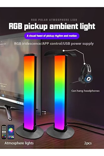 Generic 2Pcs Ambient Light RGB LED Desktop Pickup Ambient Light Bluetooth Atm...