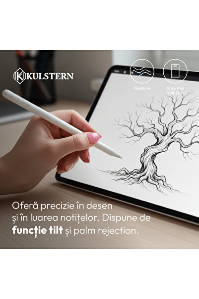 Kulstern Stylus pen, Kulstern™, stilou pentru tableta iPad Apple 2018-2025, palm rejection, tilt, fast charge