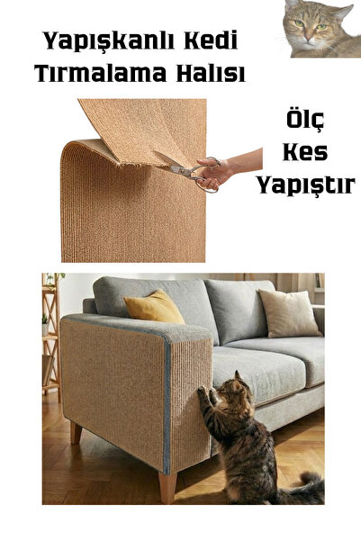 Petolojim Yapışkanlı Kedi Tırmalama Halısı (Kesilebilir Mobilya Koruyucu Mat)...
