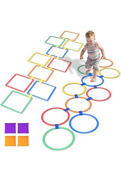 Arabest مجموعة من حلقتين للرشاقة مع لعبة رمي أكياس الفول، مسار من 20 قطعة للا...