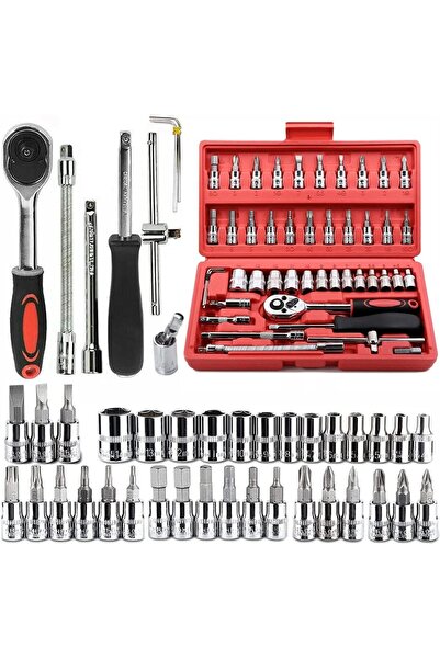Arabest Socket Set, 46-Piece Quarter Inch Ratchet Torque Wrench Auto Repair Kit