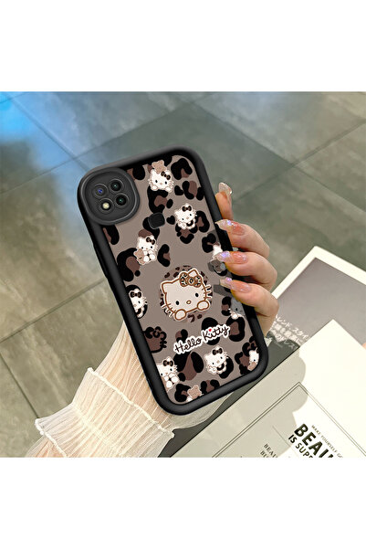 PATTERNOVA Redmi 9C/10A Uyumlu Hello Kitty Siyah Silikon Kılıf Düşmeye Seviml...