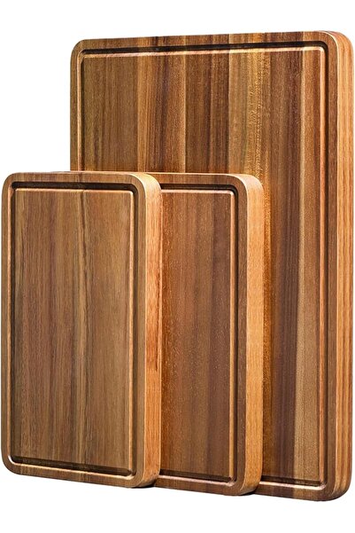 Arabest Kitchen Wooden Cutting Board 3 Piece Set, Thick Cutting Board, with D...