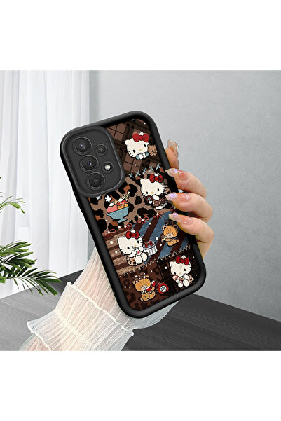 PATTERNOVA Samsung Galaxy A32 4G Uyumlu Hello Kitty Siyah Silikon Kılıf Düşme...
