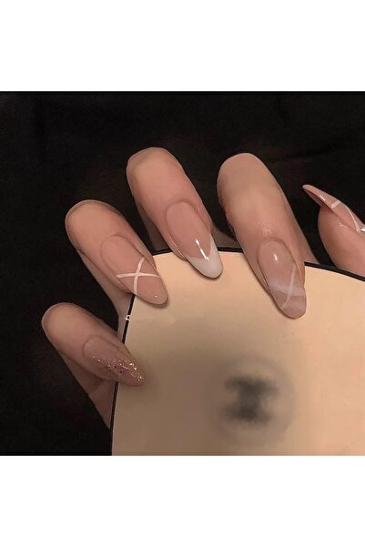 Arabest 24-Piece Press-on Acrylic Nails Set, French Butterfly Flower Design, ...