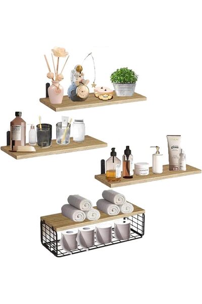 Arabest 5 Tier Wall Mounted Bathroom Shelf with Wire Basket, for Bathroom Far...