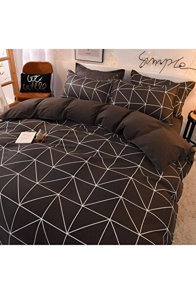 Arabest Bed Sheet Set, 4-Piece Aloe Cotton Quilt Cover and Flat Sheet, Black ...