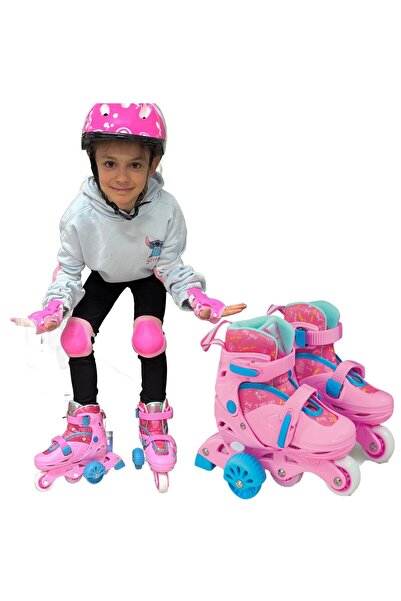CREATIVE Ρυθμιζόμενα Ροζ Πατίνια 2 σε 1 με Φώτα και Τροχούς Ασφαλείας