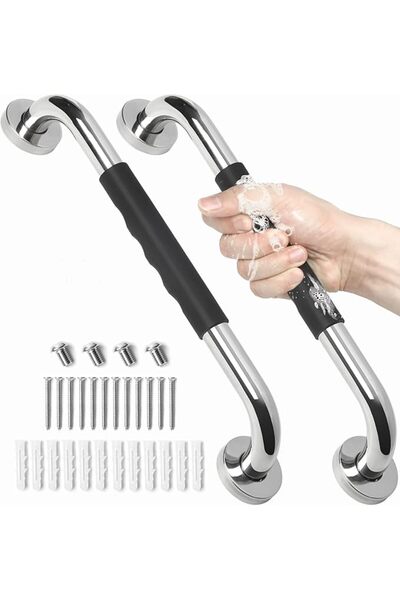 Arabest 2-Pack 16-Inch Stainless Steel Anti-Slip Shower Grab Bars with Silico...