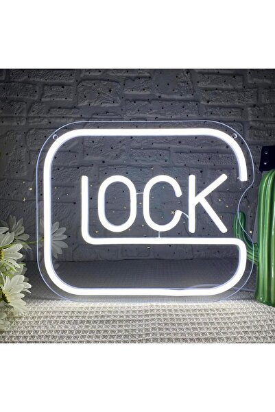 Slasa Lock Gaming Neon Sign LED Light with 6mm Acrylic Base, 25x30cm Gamer Decor
