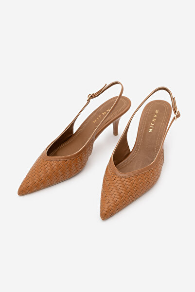 Marjin Women's Stiletto Open Back With Scarf Knitted Pattern Adjustable Strap...