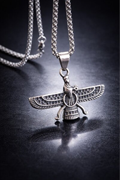 voyageaccessory Antique Silver Color Stainless Steel Spiritual Symbol Faravah...