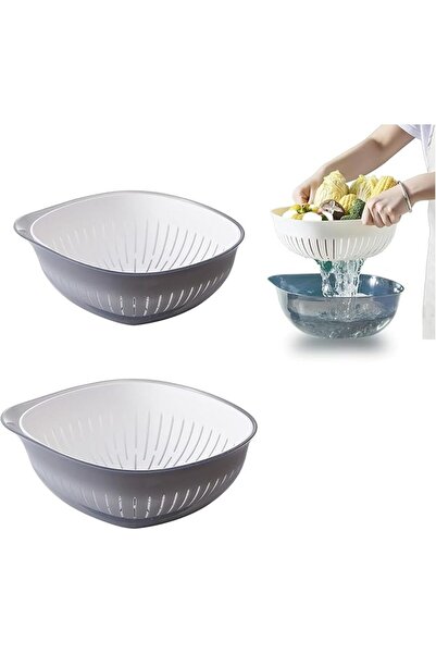 Arabest Fruit Strainer Bowl, Nesting Large Capacity Plastic Food Strainer, Sp...