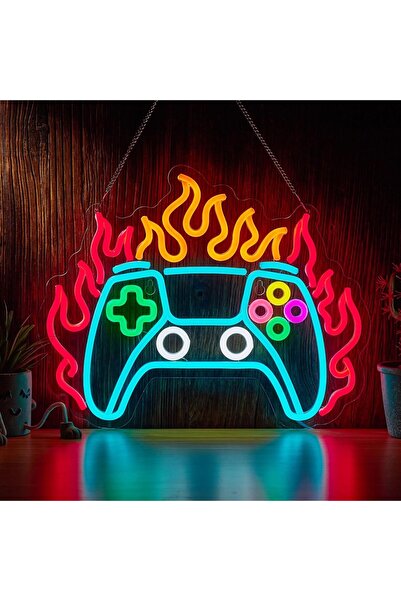 Slasa Gamepad Neon Sign LED Light with 6mm Acrylic Base, 40x40cm Gamer Room D...