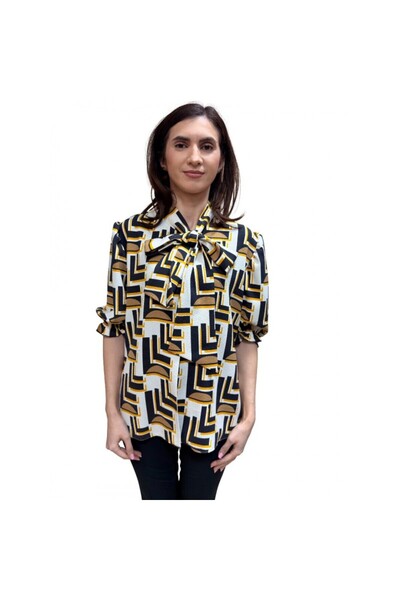 OEM Blouse with bow, short sleeves