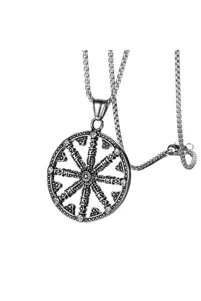 EFAYN.RO Lant old school, cu pandantiv talisman budist, unisex, argintiu, EFAYN