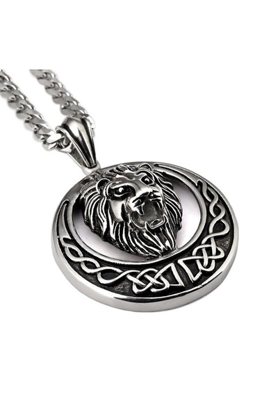 EFAYN.RO Lant, model lion king cu blazon, pandantiv cap de leu regal, unisex,...