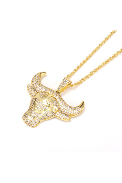 EFAYN.RO Lant, model fashion, pandantiv cap de taur, unisex, auriu, EFAYN