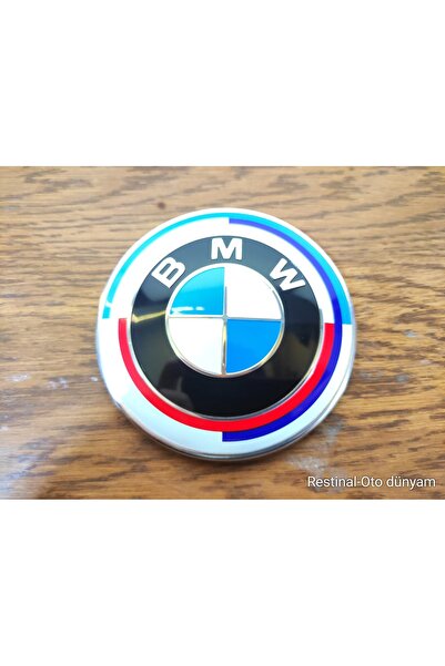 restinal BMW 3 Serisi F30 E90 E46 G20 Ön Kaput Arması 50.Yıl M Renk Logo 82mm