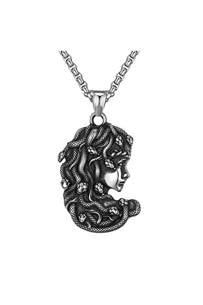 EFAYN.RO Lant cu tematica mitologie greaca, pandantiv medusa, unisex, arginti...