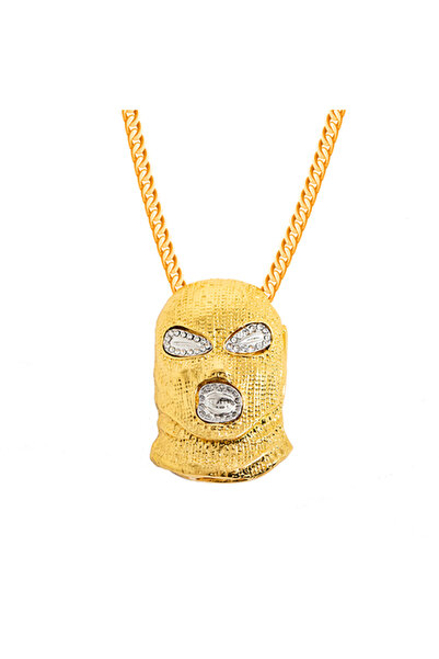 EFAYN.RO Lant, model hip hop, pandantiv masca thug life, unisex, auriu, EFAYN