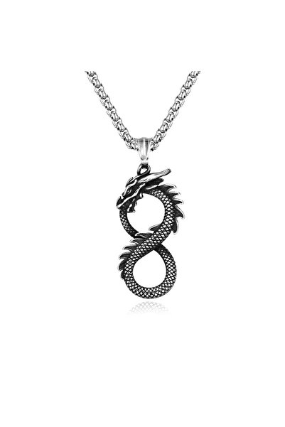 EFAYN.RO Lant unisex, pandantiv dragon, model semnul infinitului, tematica et...