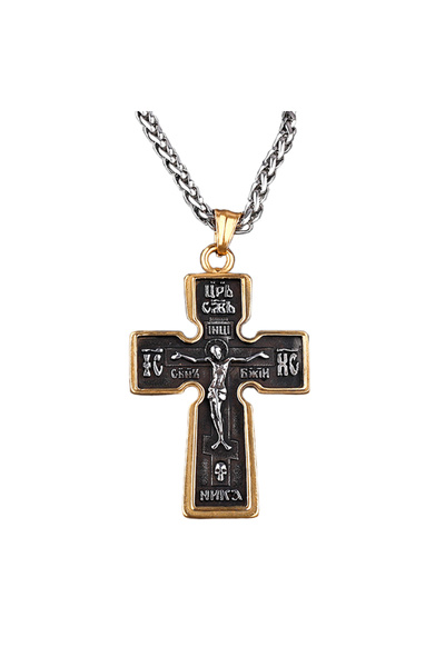 EFAYN.RO Lant, model bizantin, pandantiv cruce, detalii multiple, unisex, aur...