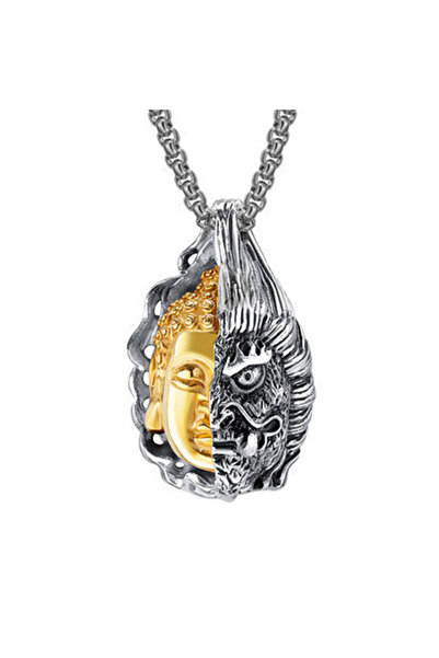EFAYN.RO Lant model double face, cu pandantiv Buddha and Devil demon, unisex,...